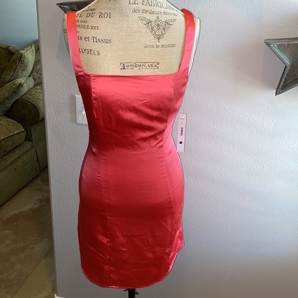 AQUA WOMENS SATIN SLEEVELESS MINI BODYCON DRESS size Small - Picture 5 of 6